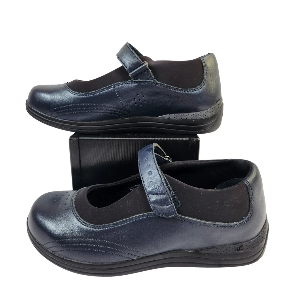 Drew Rose Mary‎ Jane Blue Leather Comfort Shoes Womens Size 7.5 WW